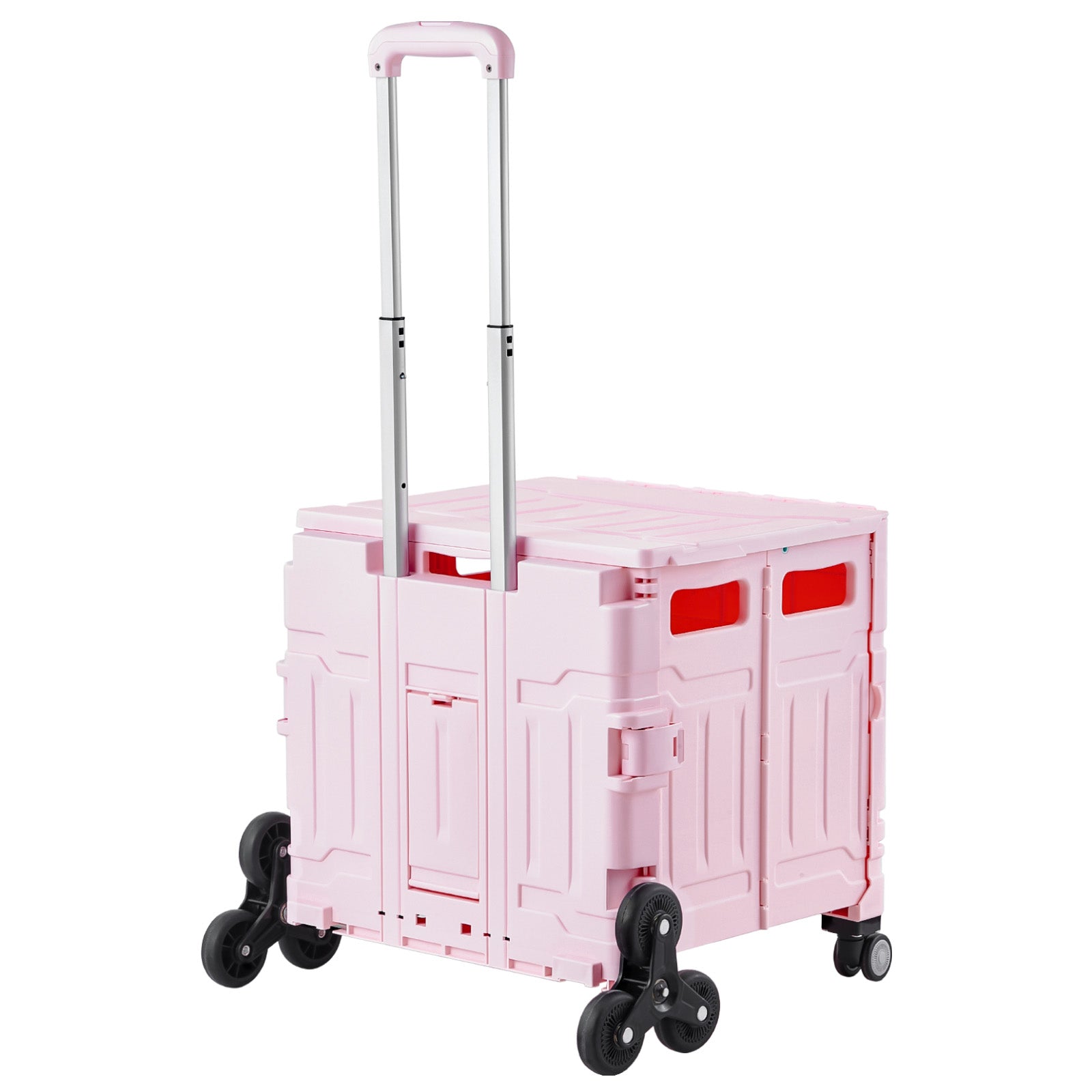 Foldable Cart with Stair Climbing Wheels Collapsible Rolling Crate 65L image 4