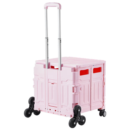 Foldable Cart with Stair Climbing Wheels Collapsible Rolling Crate 65L image 4