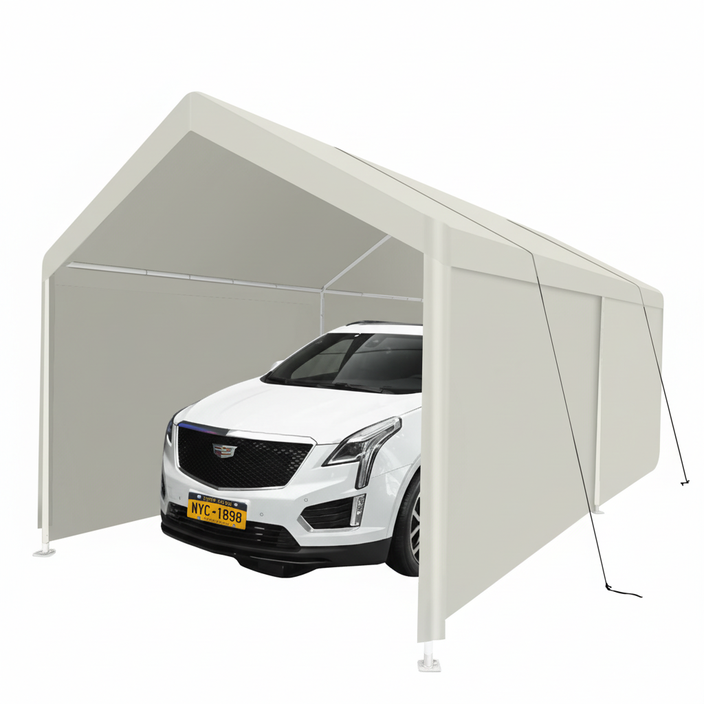 Carport, 12×20 Heavy Duty Portable Carport Garage Tent for Outdoor Storage Shelter white image 10