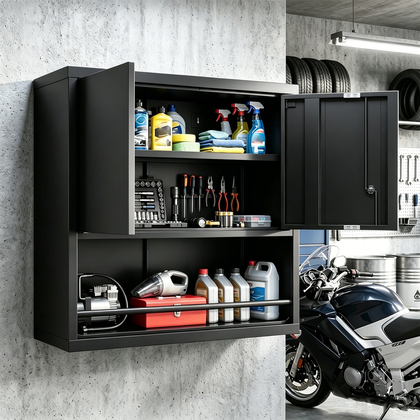 Metal Adjustable 2 Doors Metal Storage Cabinet Kitchen Pantry Cabinet With Adjustable Shelves Tall Steel Cabinet Locker For Kitchen, Living Room, Dining Room And Office image 1