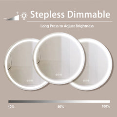 24 in. White Framed Dimmable Anti-Fog LED Bathroom Vanity Mirror