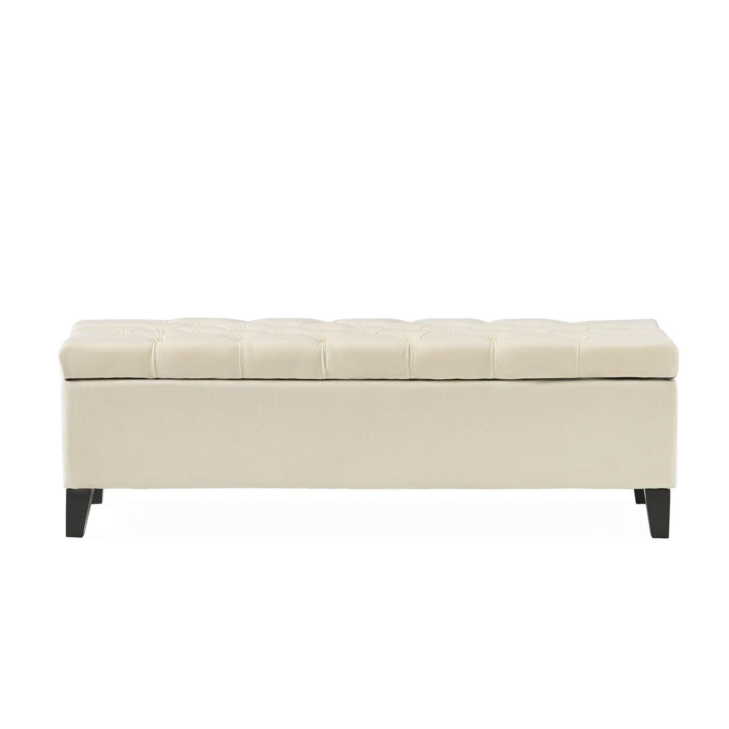 Button - Tufted and Diamond - Stitched Storage Ottoman, Beige image 6