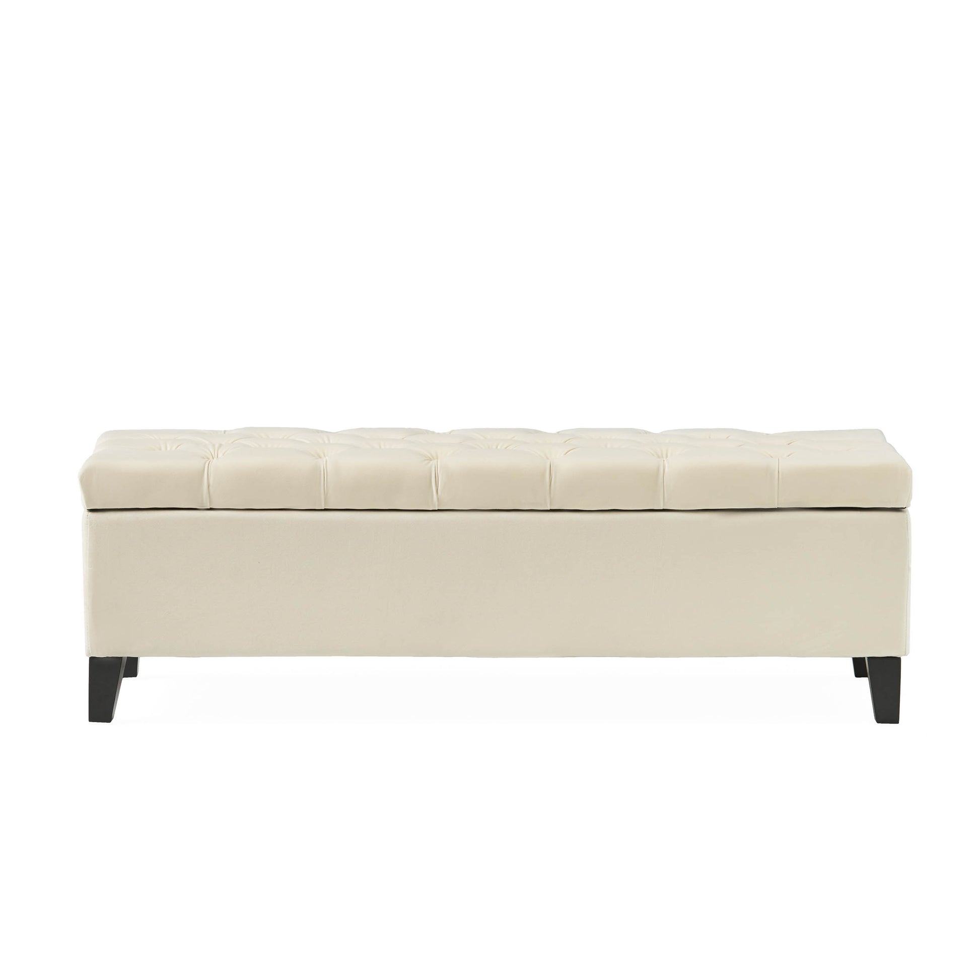 Button - Tufted and Diamond - Stitched Storage Ottoman, Beige image 6
