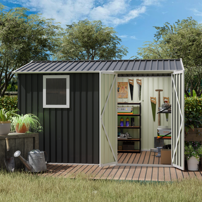 9*6 FT Metal Garden Shed for Patio Backyard Tools House Storage Shed with One Window 9.5 x 6.7FT image 5