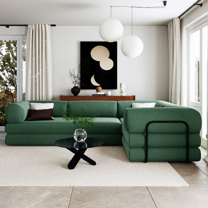 U_Style L-Shaped Modular Sofa Bed in Corduroy Fabric, Ideal for Living Rooms and Apartments(old sku:WY000463AAC) image 3