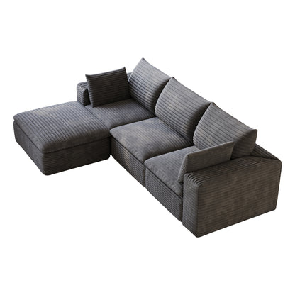 102" Cloud Sofa,Corduroy Fabric,Deep Seat Couches,Double-layer design,Removable Cushion,No Assembly, DIY Combination for Living room, Bedroom,Conference room,Apartment,Dark Grey image 10