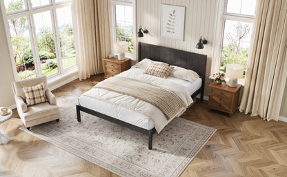 Platform Bed Frame with Headboard, Wood Slat Support, No Box Spring Needed,King,Espresso image 6