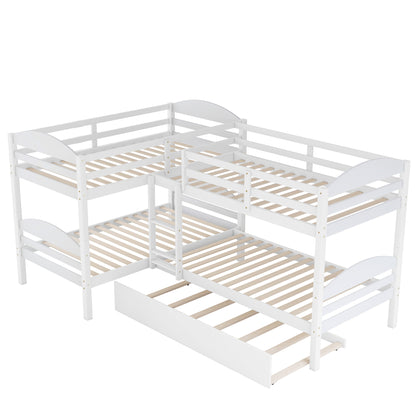 Twin L-Shaped Bunk bed with Trundle-White{OLD SKU:LT000024AAK} image 4
