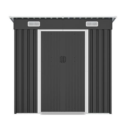 6x4ft Metal Shed, Sliding‑Door Outdoor Storage Building with Ventilation Vents & Threshold,Galvanized Steel Shed for Garden, Yard(6.43*4 FT) image 9