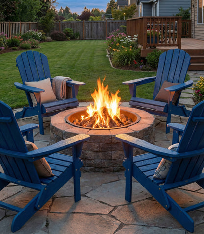 Embossed Wooden Outdoor Folding Adirondack Chair with Pre-Assembled BackRest & SeatBoard,Wood Patio Chair for Garden Backyard Porch Pool Deck Firepit with Wood Grain image 6