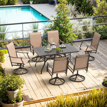 Outdoor Dining Chairs Set of 2, 360°Swivel Patio Dining Chair with Textilene Fabric, Outdoor Metal Armchair All Weather Resistant, Ergonomic Comfort, Perfect for Patio, Backyard, Balcony image 8