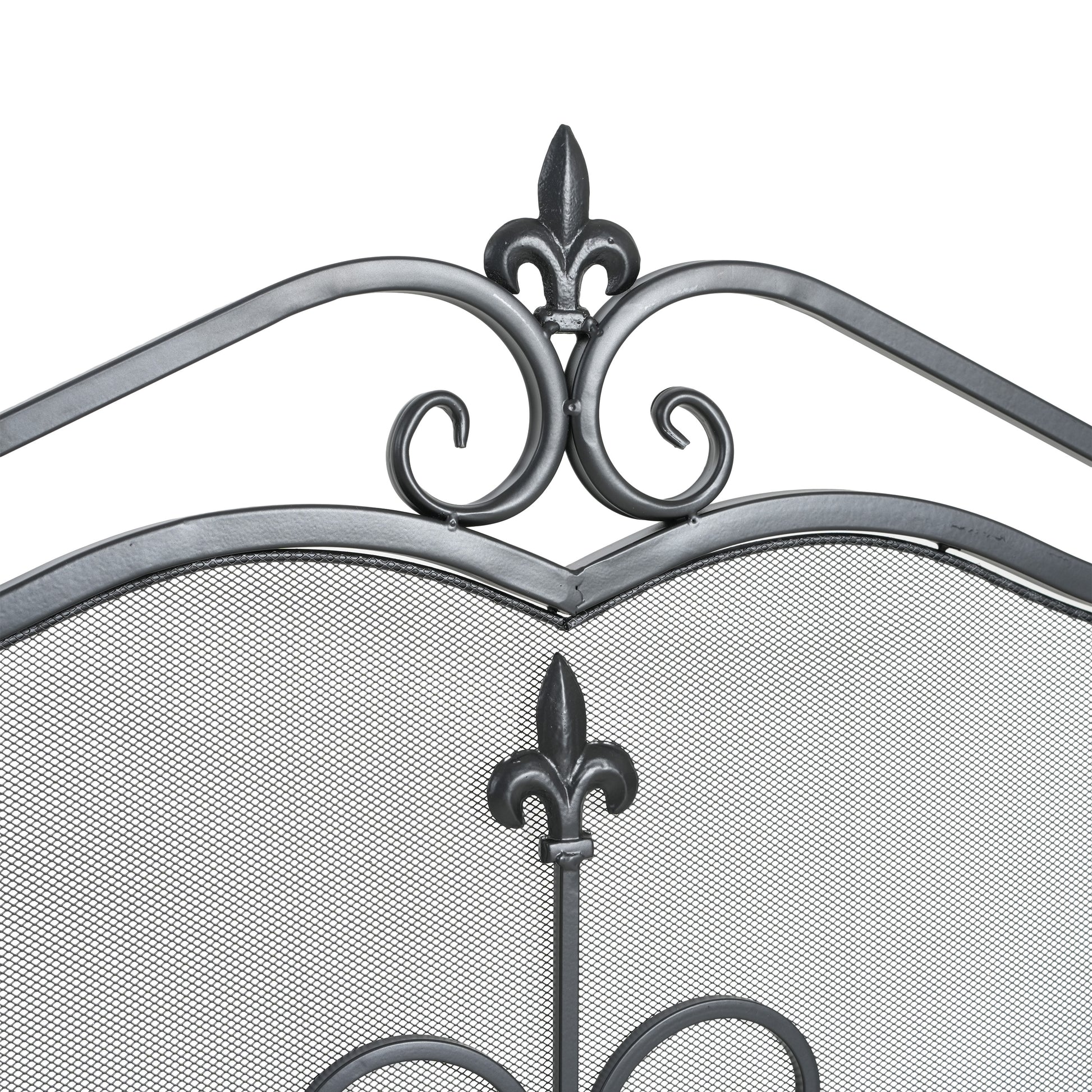 Onyx 3-Panel Iron Fireplace Screen 54" x 31.5", Black Finish image 8