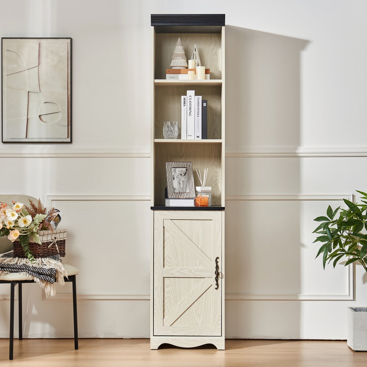 70.86"(180cm) Tall Free Combination Wood Storage Cabinet, Free-Standing Cube Cabinet with 5 Shelves, Living room Bookcase, Bedroom Display Cabinet Bookshelf, DIY Combination To Two Or More PCS Set WHI image 1