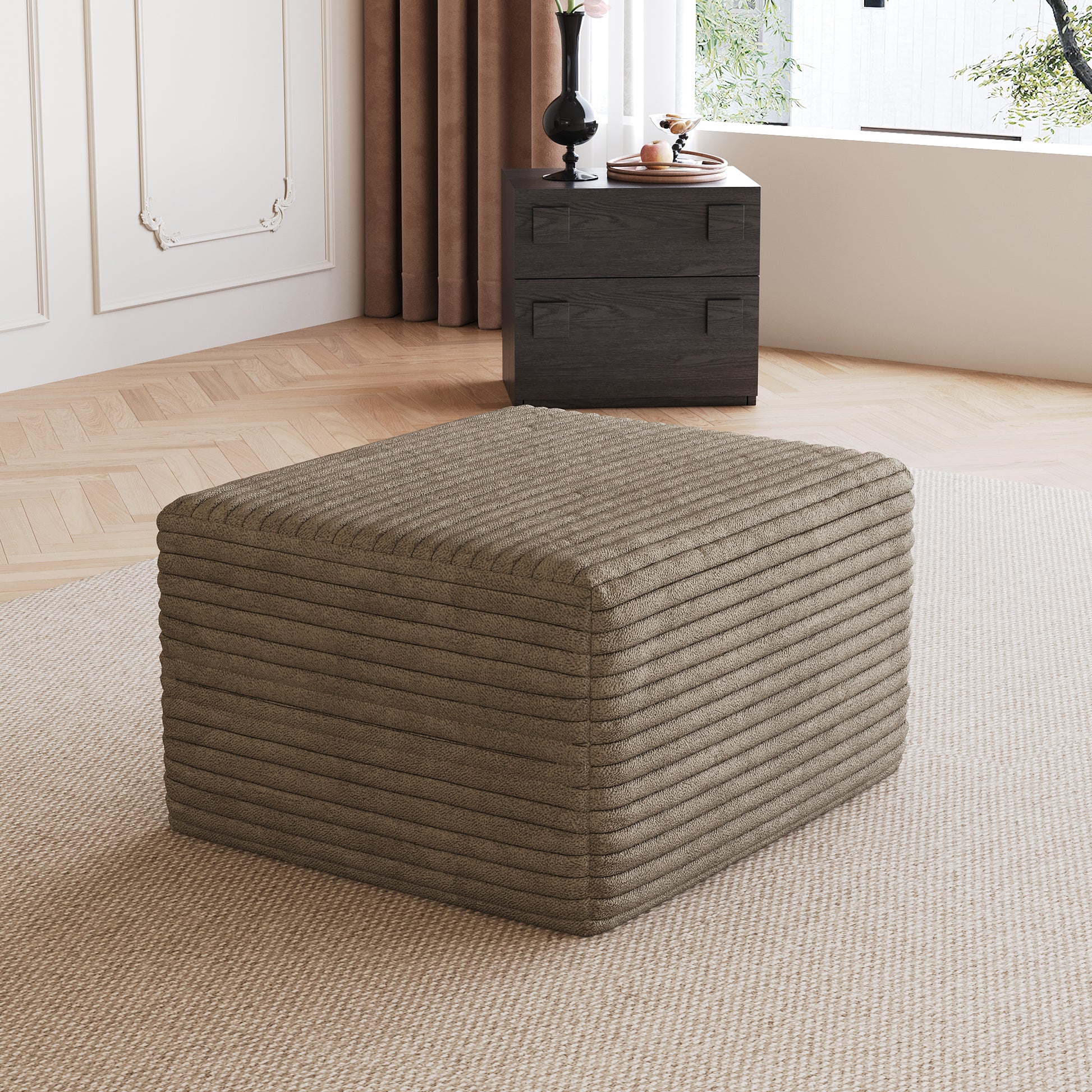 Sofa ottoman,No Assembly Required,Camel(Plush Corduroy Fabric) image 1