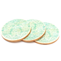 Resin Coaster with Green Print-Dia 4"