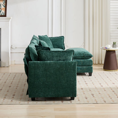 Cloud Sofa 3 Seats (Ottoman is not included), Modern Sectional Couch, for Living Room Bedroom and Apartment, Comfy Double Layer Upholstered Seat Cushion, Breathable Chenille Fabric,Green,SW5013GN image 9