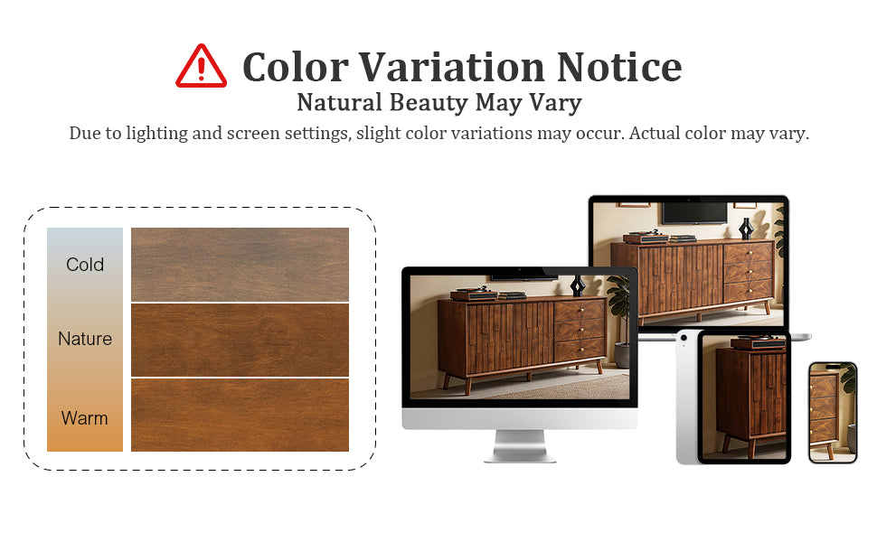 56" Mid Century Modern TV Stand with Storage, Entertainment Center with 3 Drawers and 2 Doors, Wooden Sideboard Buffet Cabinet for Living Room, Dining Room & Entryway, Walnut Brown image 2