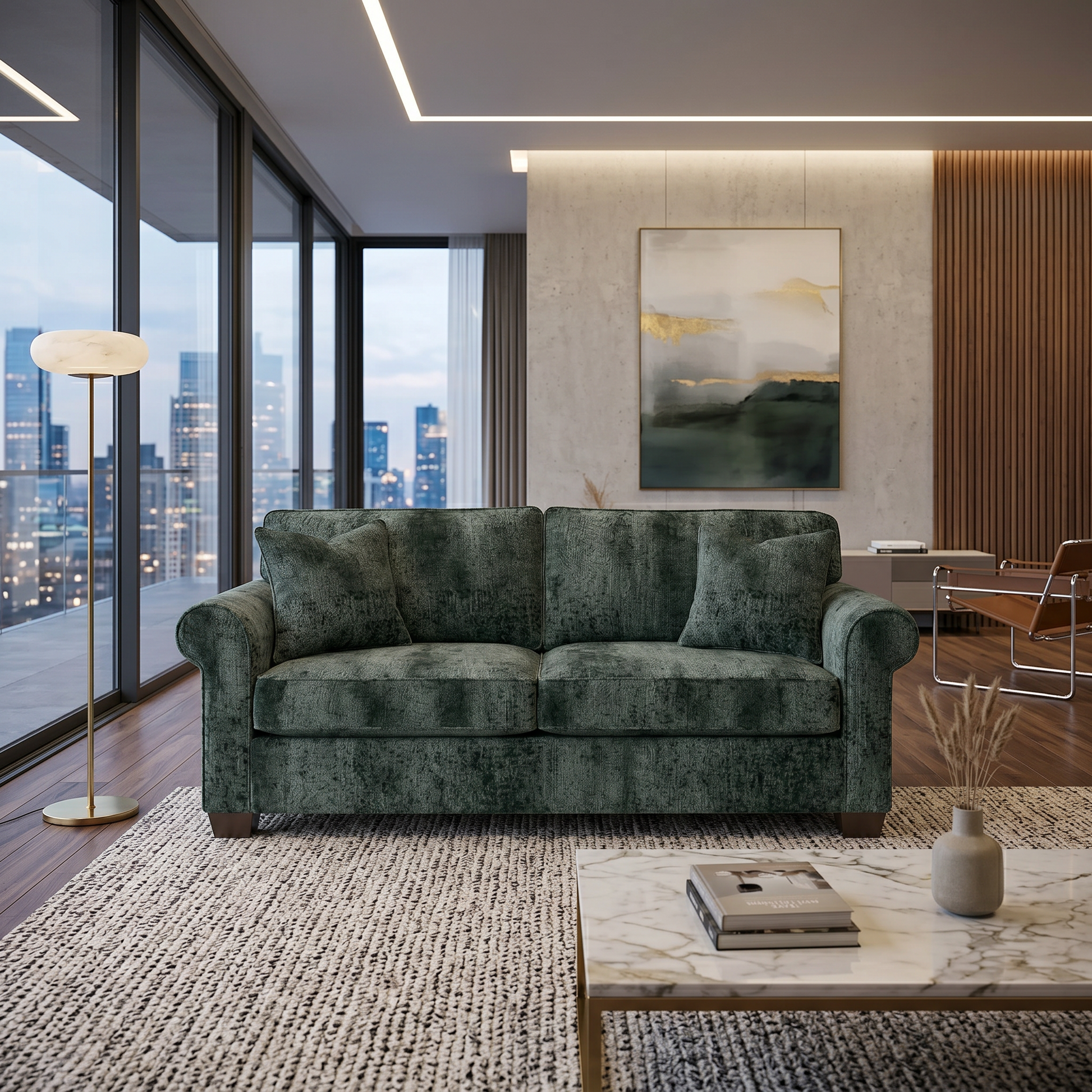 Irlanda Sofa – Made in USA, 5-Day Shipping, Custom Fabric Options, Classic Sofa Wholesale Sofa Furniture - Velvet Antique Charcoal - Sage Green image 6