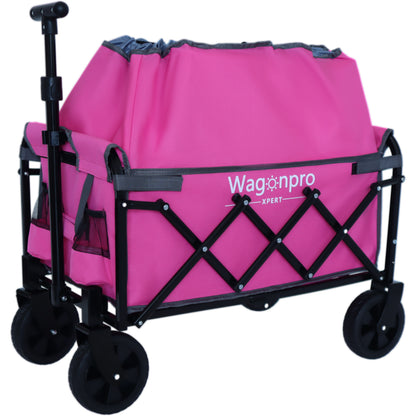 Expandable Dual-Layer Utility Wagon with 100% Extra Space - 225lbs Grocery Cart for Camping, Shopping, Sports, Gardening, Fishing, Pink image 11