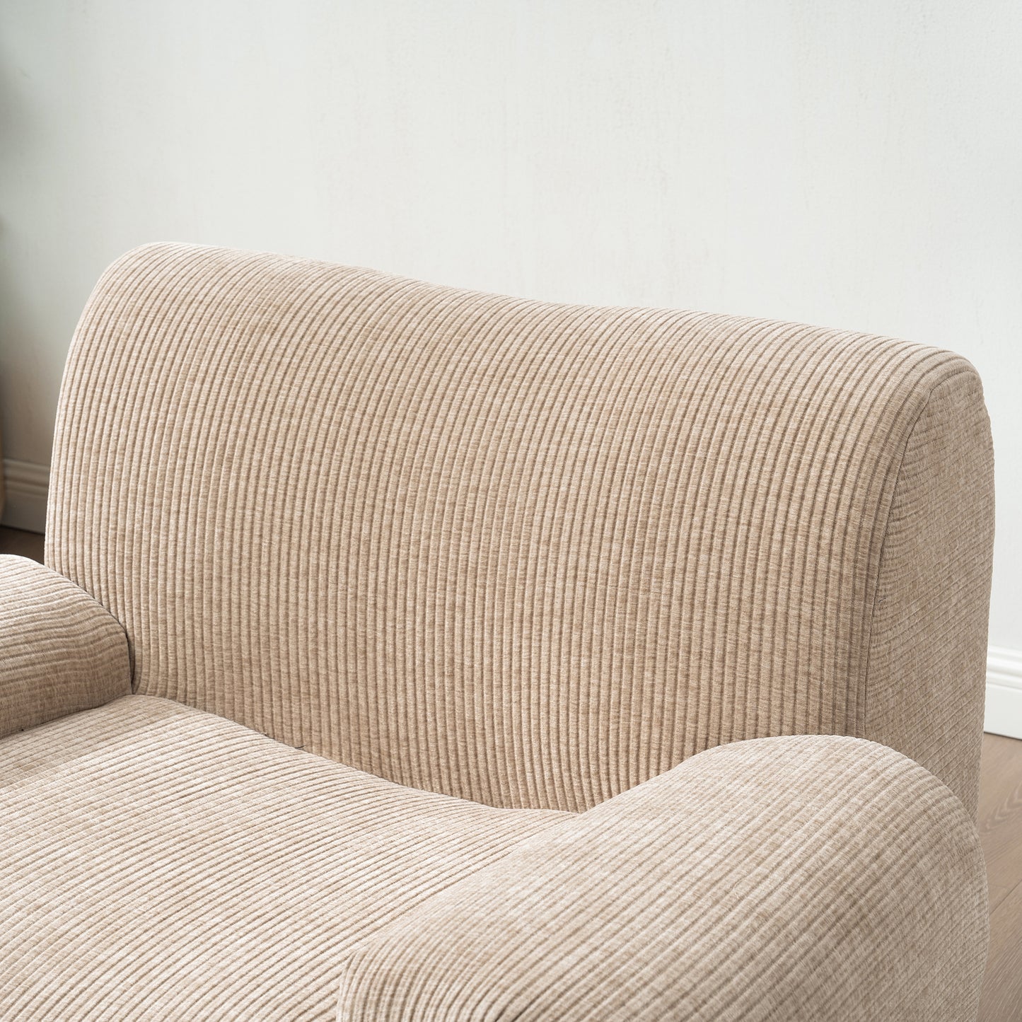 42" Wide Modern Upholstered Chenille Vertical Stripes Accent Chair, Boneless Single Sofa Chair, Armchair Comfy Reading Lounge Chair with Deep Seats for Living Room Bedroom Apartment, Dorms, Taupe image 10