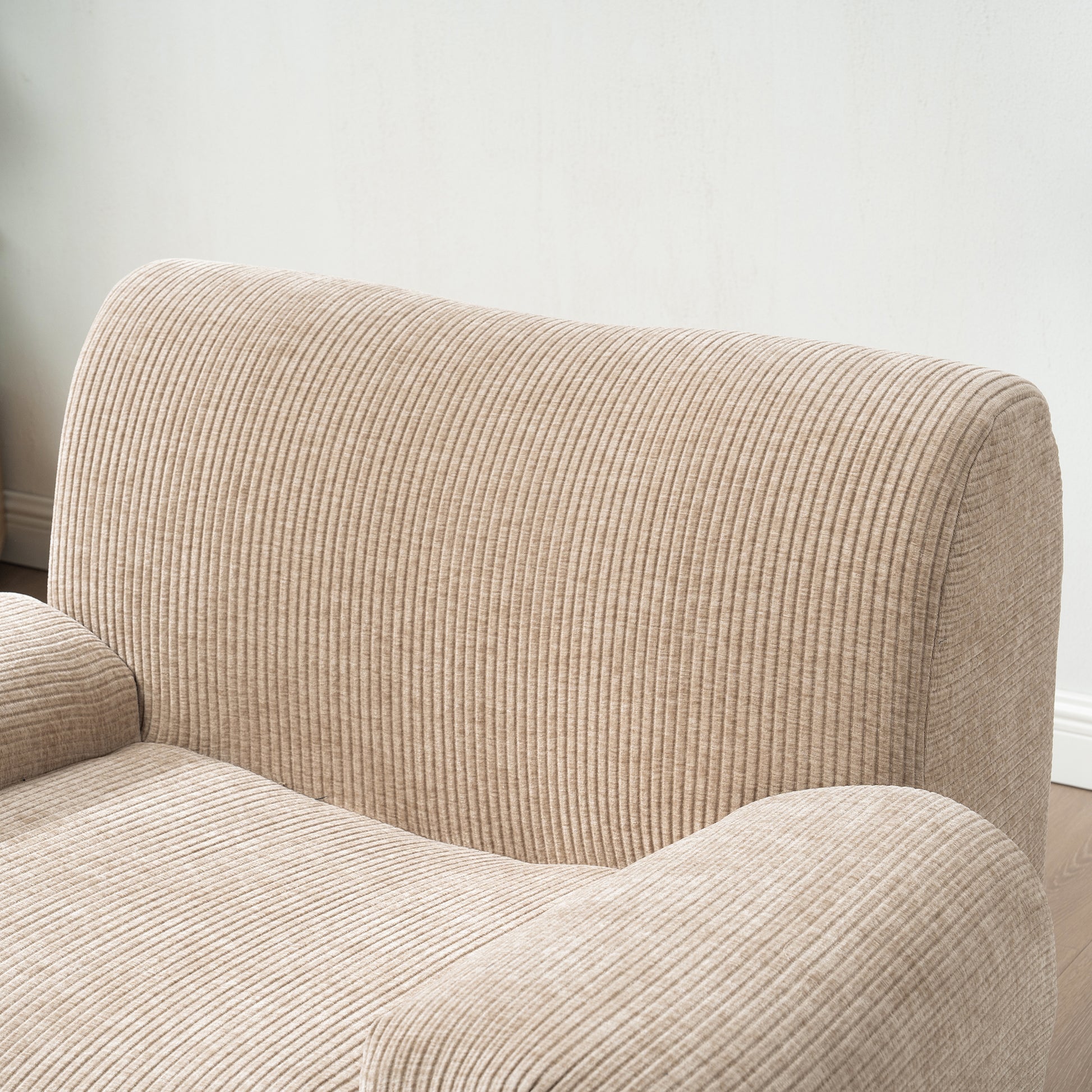 42" Wide Modern Upholstered Chenille Vertical Stripes Accent Chair, Boneless Single Sofa Chair, Armchair Comfy Reading Lounge Chair with Deep Seats for Living Room Bedroom Apartment, Dorms, Taupe image 10