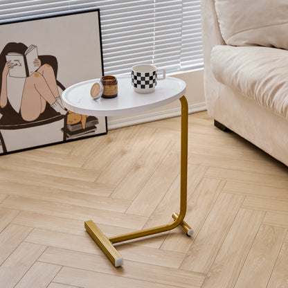 White C-shaped Side Table, Small Sofa Table for Cough, Bederoom image 6