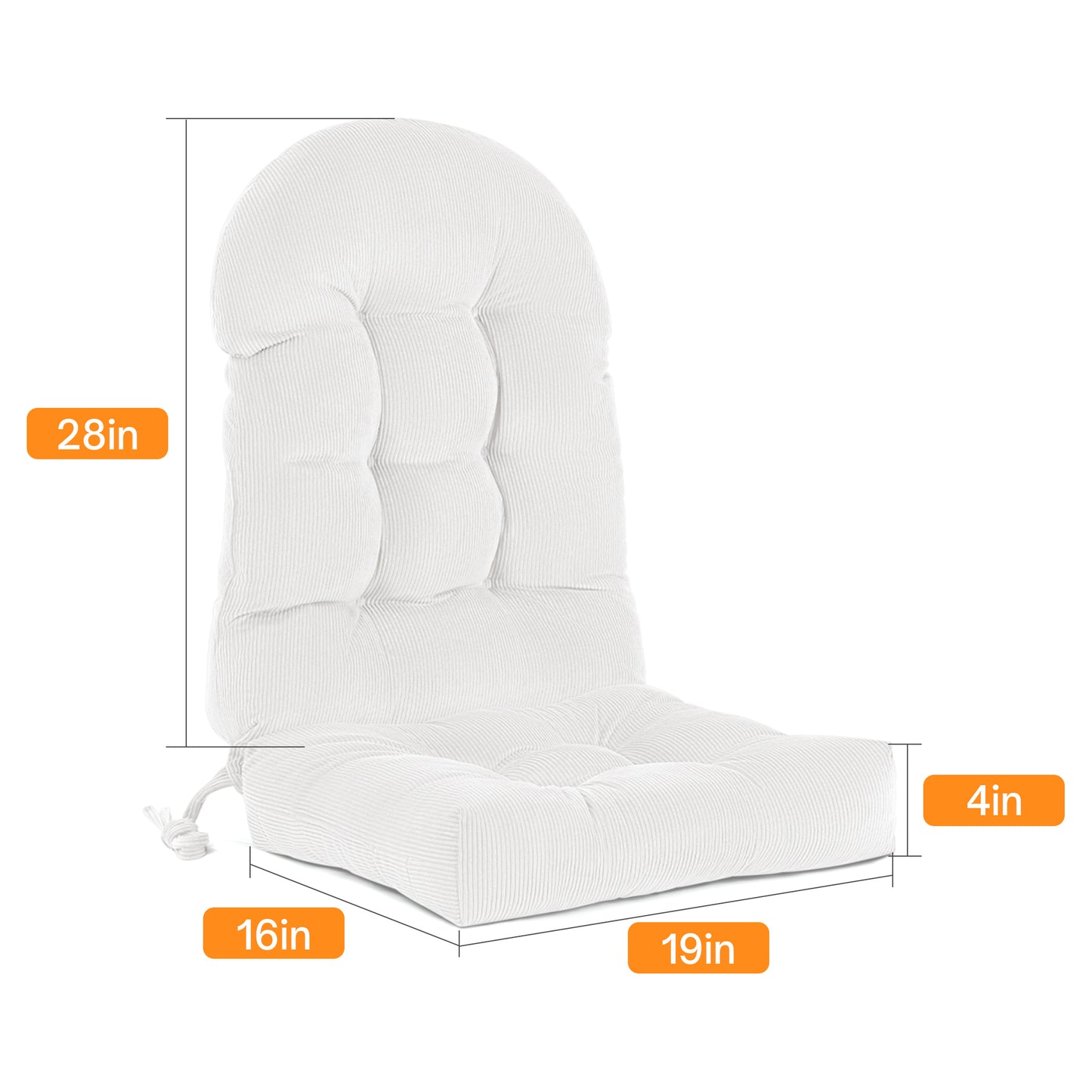 UV Resistant Indoor/Outdoor Chair Cushion - Waterproof Rocking & Adirondack Seat Pad with Elastic Back + 2 Anti-Slip Ties, Fade-Proof Design image 7