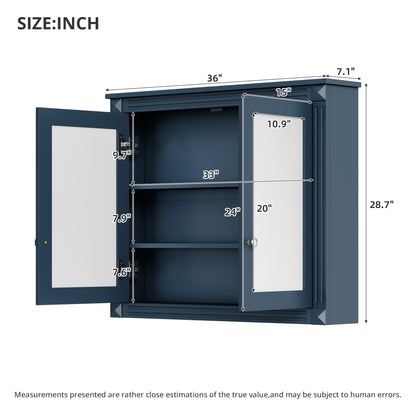 36'' x 28'' Medicine Cabinet, Wall Mounted Bathroom Storage Cabinet, Modern Bathroom Wall Cabinet with 2 Mirrors, Medicine Cabinet, Mirror Cabinet with 2 Adjustable Shelves image 8
