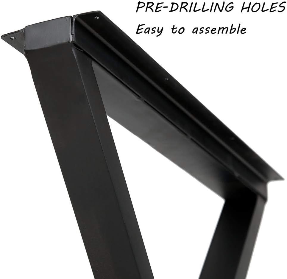 Metal Table Legs 28''x 24'' Heavy-Duty Desk Legs Industrial Furniture Legs for Dinning Table, Computer Table, Office Table (2Pcs)-Black image 5