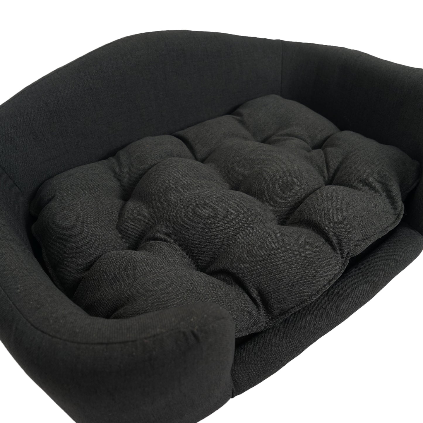 Elevated Dog Bed Frame for Small Dog, Fabric Pet Couch Bed with Rubber Wood Legs and Supportive Foam, Dark Gray, Easy Assembly image 8