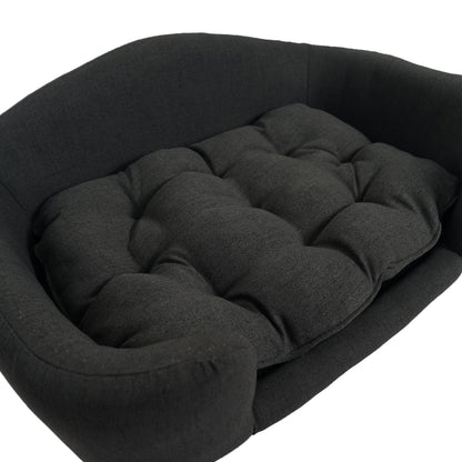 Elevated Dog Bed Frame for Small Dog, Fabric Pet Couch Bed with Rubber Wood Legs and Supportive Foam, Dark Gray, Easy Assembly image 8