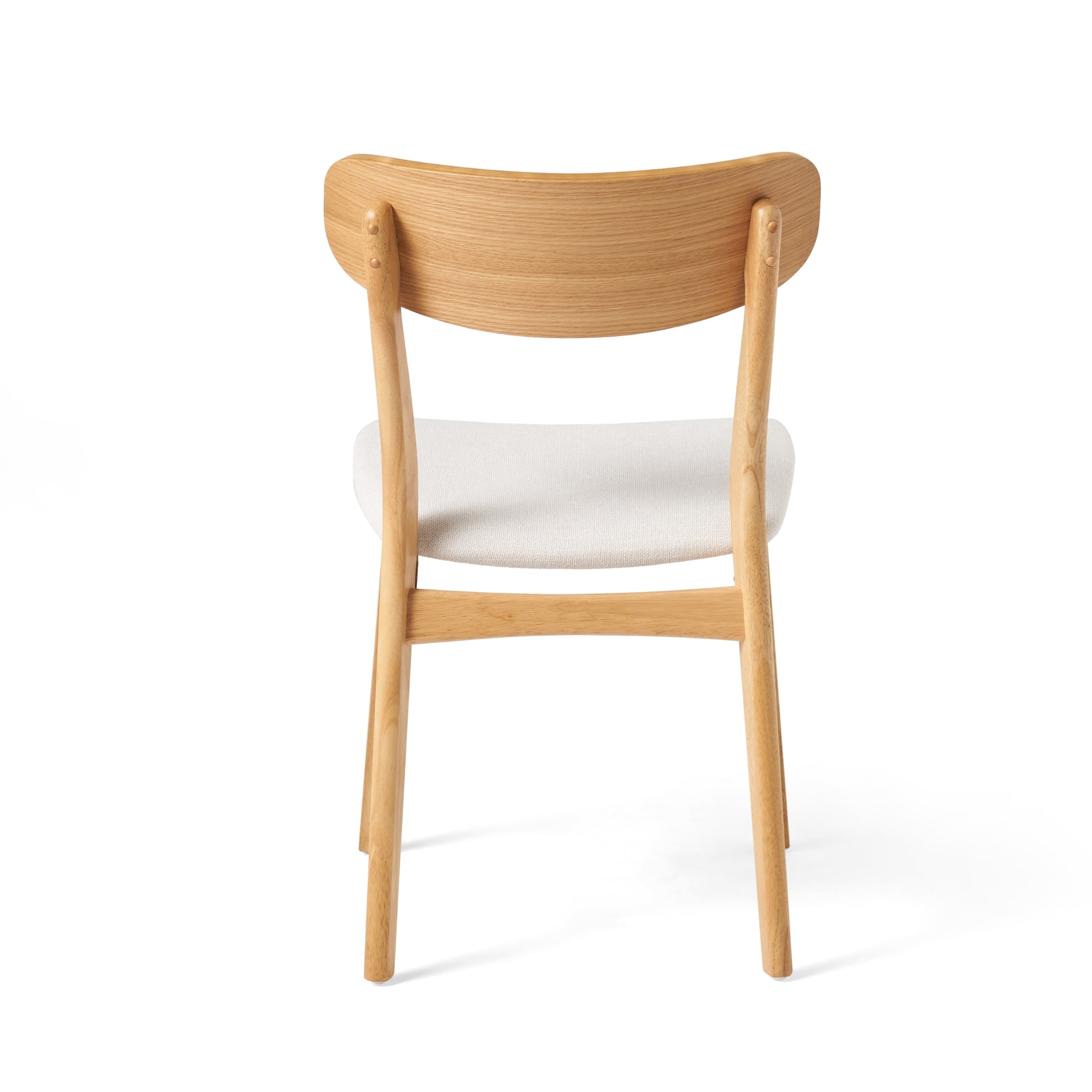 [Video] Set of 2 Dining Chairs - Fabric Cushioned Seat, Solid Rubberwood Legs, Light Beige (same sku: 58925.00LBE) image 7