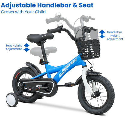 A1401 Kids Bike, 12 14 16 Inch Children Bicycle with Training Wheels, Front V-Brake & Coaster Brake, Basket, for Boys Age 3-7 Years Old image 7