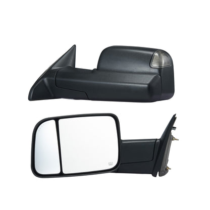 Towing Mirrors Fit for 2009-2018 Dodge Ram 1500, 2010-2018 Ram 2500 3500, Ram Classic 2019-2023 Power Heated with Signal Light & Puddle Light, Manual Controlling Flipping Folding, Black image 10