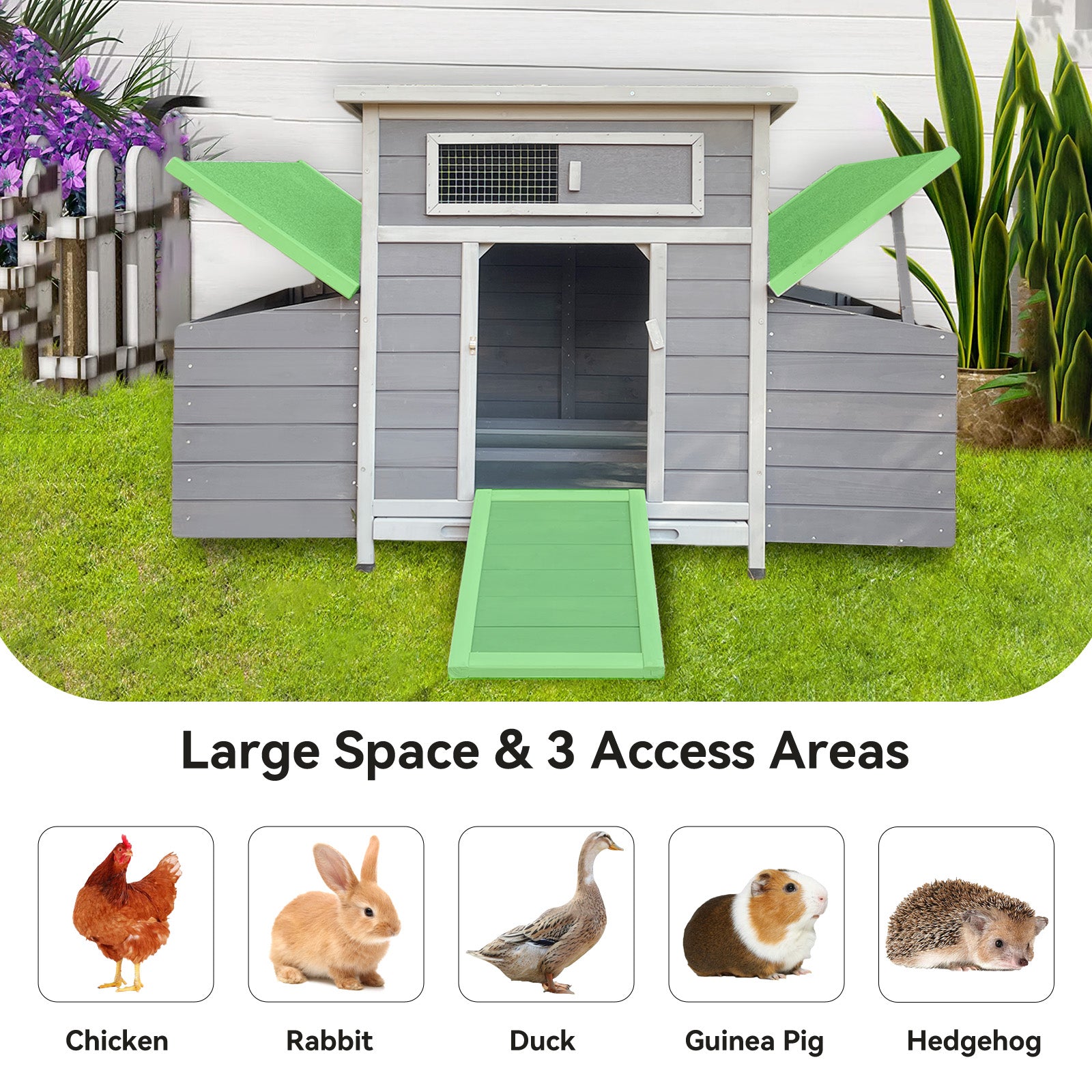 Large Wooden Chicken Coop Outdoor Hen House Poultry Cage for Outdoor with 2 Sides Nesting Boxes image 6