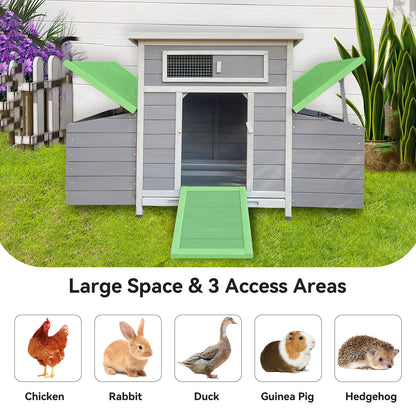 Large Wooden Chicken Coop Outdoor Hen House Poultry Cage for Outdoor with 2 Sides Nesting Boxes image 6
