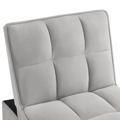 4 in1 Multi-Function Single Sofa Bed with Storage Pockets,Tufted Single Pull-out Sofa Bed with Adjustable Backrest and Pillows,Convertible Chaise Lounge,Gray image 5