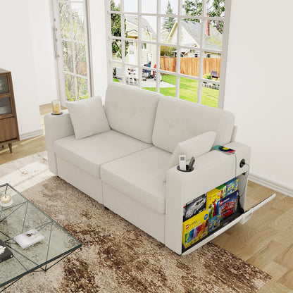 Sofas for Living Room, Couch Set,3 Seats Sofa, USB Charging,Wood Frame,Easy to Install,with Storage, Charging Station,Cup Holder,Modern Sectional Sofas for Living Room, Apartment,Chenille Fabric image 9