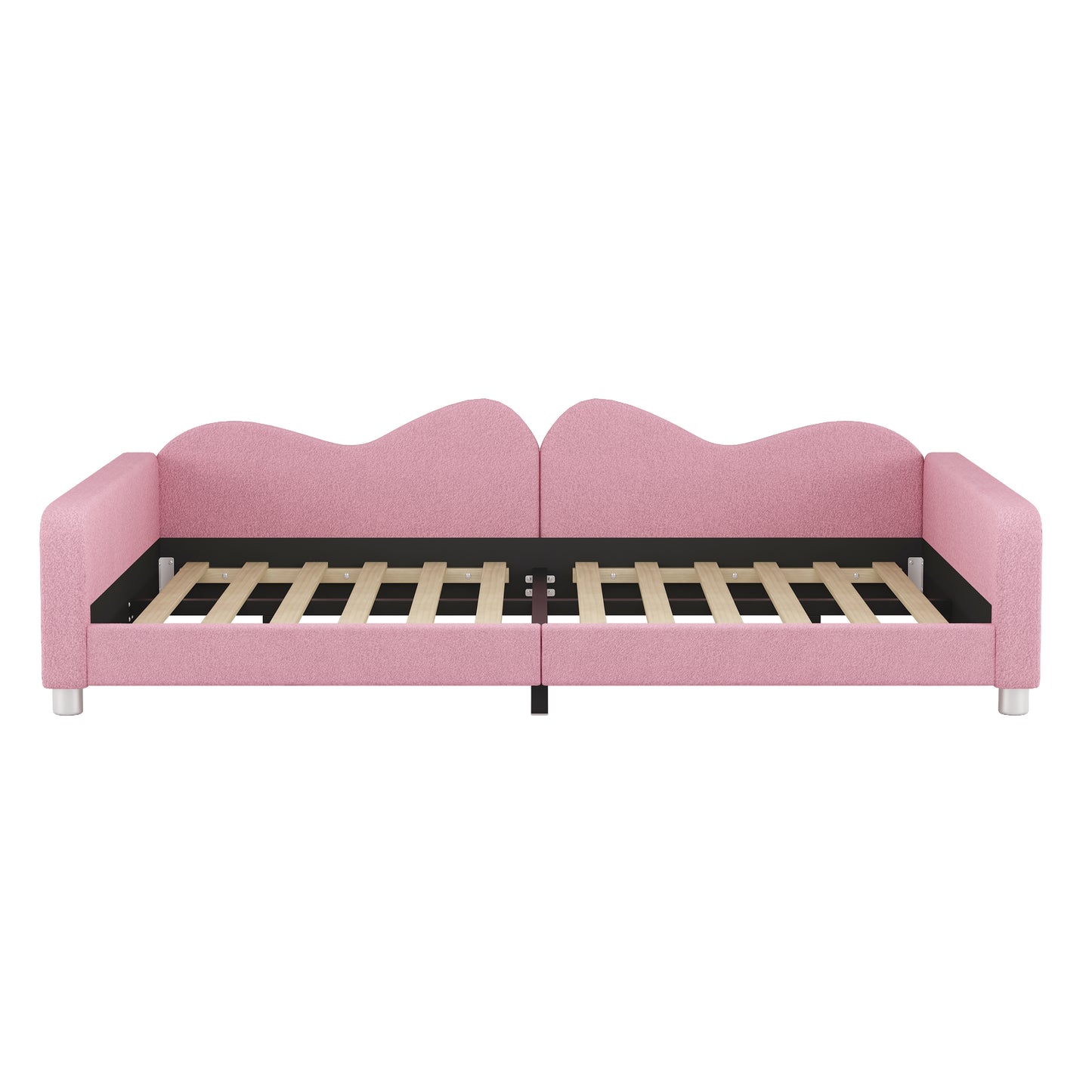 Full size Upholstered Daybed, Sherpa Fabric Sofabed with Cloud-Shaped Backrest, No Box-spring Needed, Pink(Old SKU: WF532069AAH) image 6