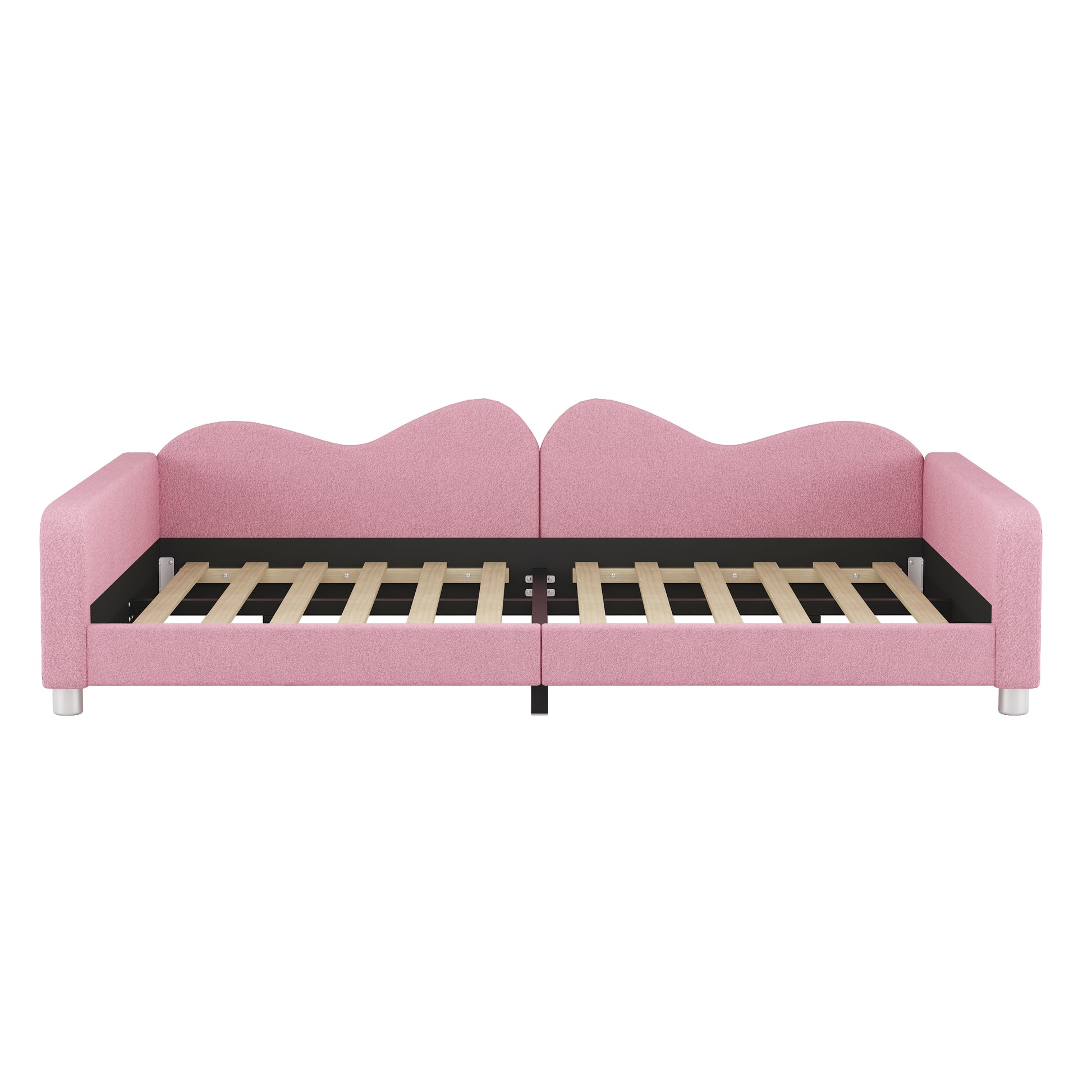 Full size Upholstered Daybed, Sherpa Fabric Sofabed with Cloud-Shaped Backrest, No Box-spring Needed, Pink(Old SKU: WF532069AAH) image 6