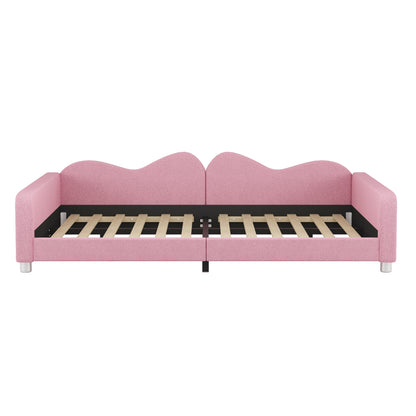 Full size Upholstered Daybed, Sherpa Fabric Sofabed with Cloud-Shaped Backrest, No Box-spring Needed, Pink(Old SKU: WF532069AAH) image 6