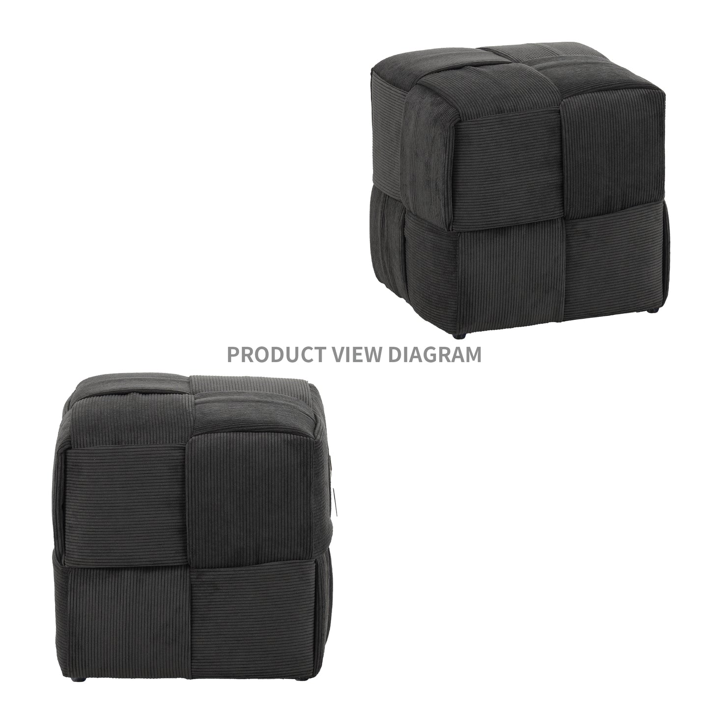 Ottoman Foot Rest Soft and Comfortable Ottoman Square Corduroy Woven Design Sofa Stool (Grey) image 4