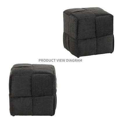 Ottoman Foot Rest Soft and Comfortable Ottoman Square Corduroy Woven Design Sofa Stool (Grey) image 4