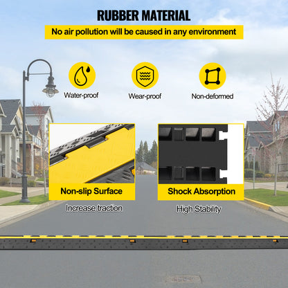 5-Set Rubber Cable Guard, Dual-Channel, Durable 66,000 lbs Capacity, Wire & Hose Protection Speed Bump for Driveways (2-Channel, 5 Sets-66,000 lbs) image 3