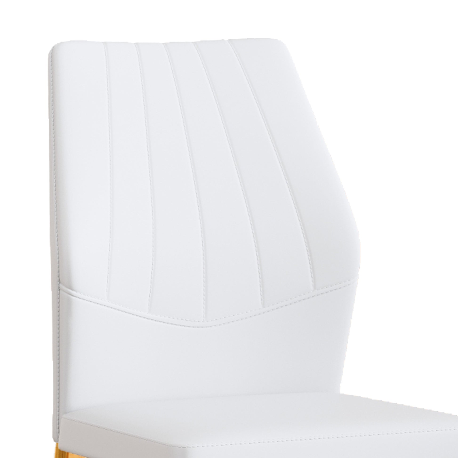 Set of 4 Gold - and - White Dining Chairs, 37 inches High: Ergonomic PU Backrest, Combines Comfort and Style.Perfectly blends comfort and elegance, Injecting more comfort and style into dining time. image 12
