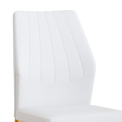Set of 4 Gold - and - White Dining Chairs, 37 inches High: Ergonomic PU Backrest, Combines Comfort and Style.Perfectly blends comfort and elegance, Injecting more comfort and style into dining time. image 12