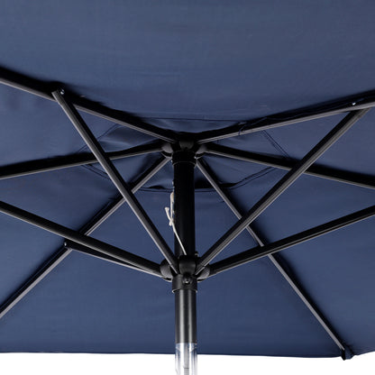 7.5 FT Patio Umbrella, Outdoor Market Yard Umbrella, Sun Shade Umbrella with Push Button Tilt and Crank Mechanism for Garden, Deck, Pool and Backyard, Not Include Umbrella Base, Blue image 7