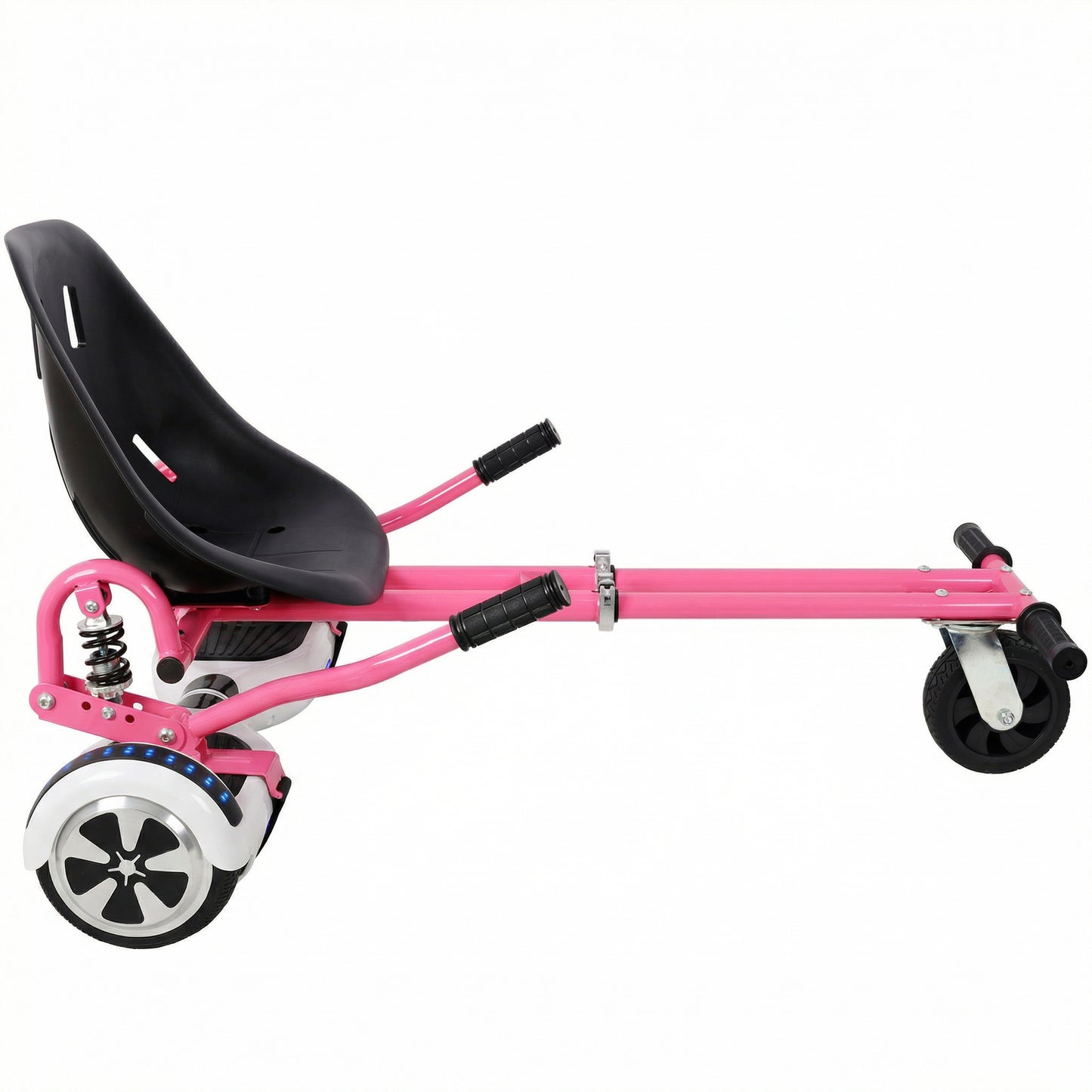 Hoverboard Seat Attachment Go-Kart,Fits 6.5" 8"10" Hoverboards, Heavy Duty Dual Pole & Dual Shock Absorber,Sturdy Adjustable Off-Road Frame,Hover Cart for Family Fun,not include Hoverboard,Pink image 3
