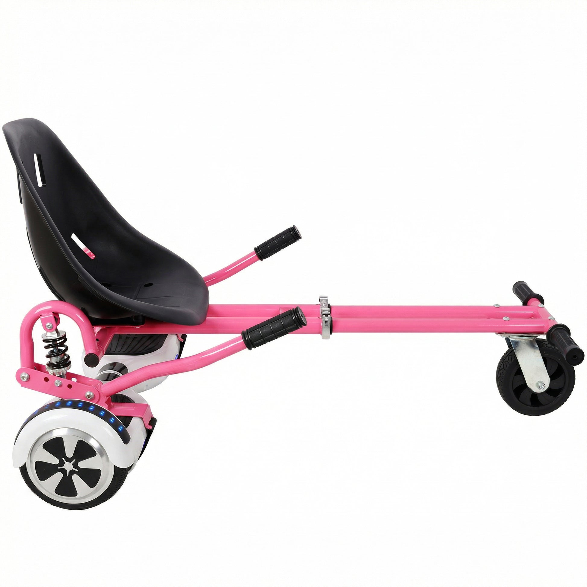 Hoverboard Seat Attachment Go-Kart,Fits 6.5" 8"10" Hoverboards, Heavy Duty Dual Pole & Dual Shock Absorber,Sturdy Adjustable Off-Road Frame,Hover Cart for Family Fun,not include Hoverboard,Pink image 3