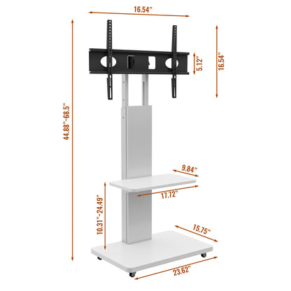 TV Stand with Shelf for Living Room, Bedroom,Offices,Mobile TV Cart for 32-75 inches,Floor Stand with Mount on Lockable Wheels,White image 12